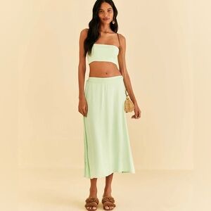 FARM Rio Mint Strapless Crop Top and Skirt Set
